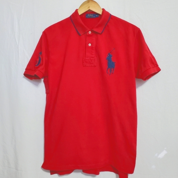 POLO Ralph Lauren Big Pony Red Cotton Pique Polo Shirt Medium - Picture 2 of 5